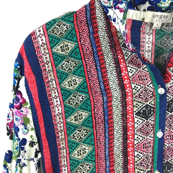 Umgee Womens Top Small Floral Tunic Babydoll Blouse Rayon Buttons Flowy Boho - Picture 7 of 14